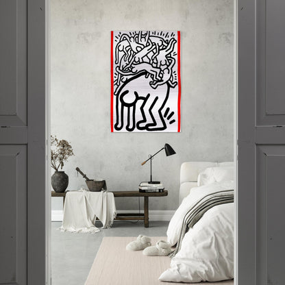 FIGHT AIDS WORLDWIDE 1990 - Keith Haring Brushed Aluminum Print - 70x100 cm / 28x40 inches | Keith Haring Aluminum Print | Keith Haring Prints