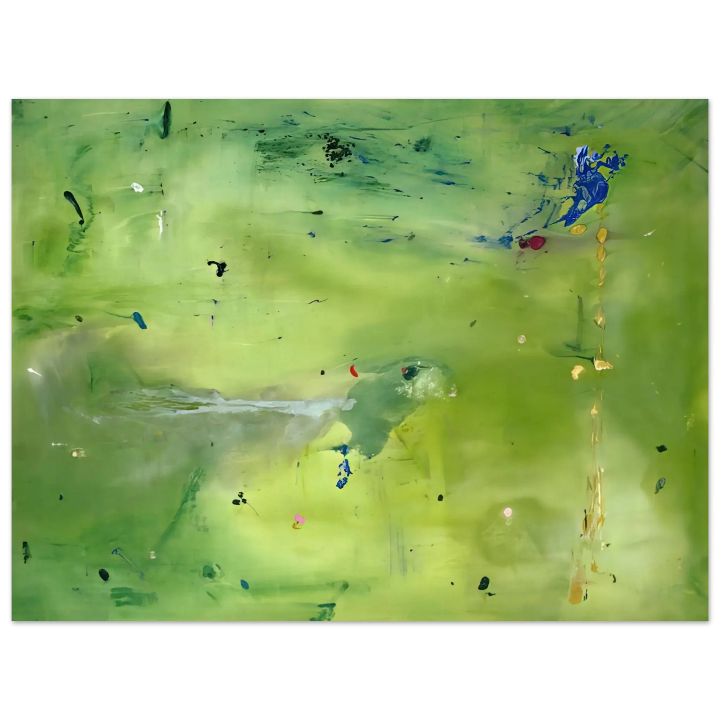 Helen Frankenthaler - A Green Thought in a Green Shade - 1981 Wall art - 21x29.7 cm / 8x12" - Premium Wooden Framed Poster With Fine Art Paper - White frame