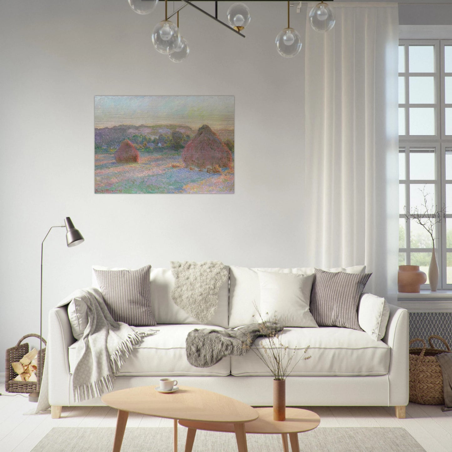 Stacks of Wheat End of Summer - claude monet Brushed Aluminum Print - 70x100 cm / 28x40 inches | claude monet Aluminum Print | claude monet Prints