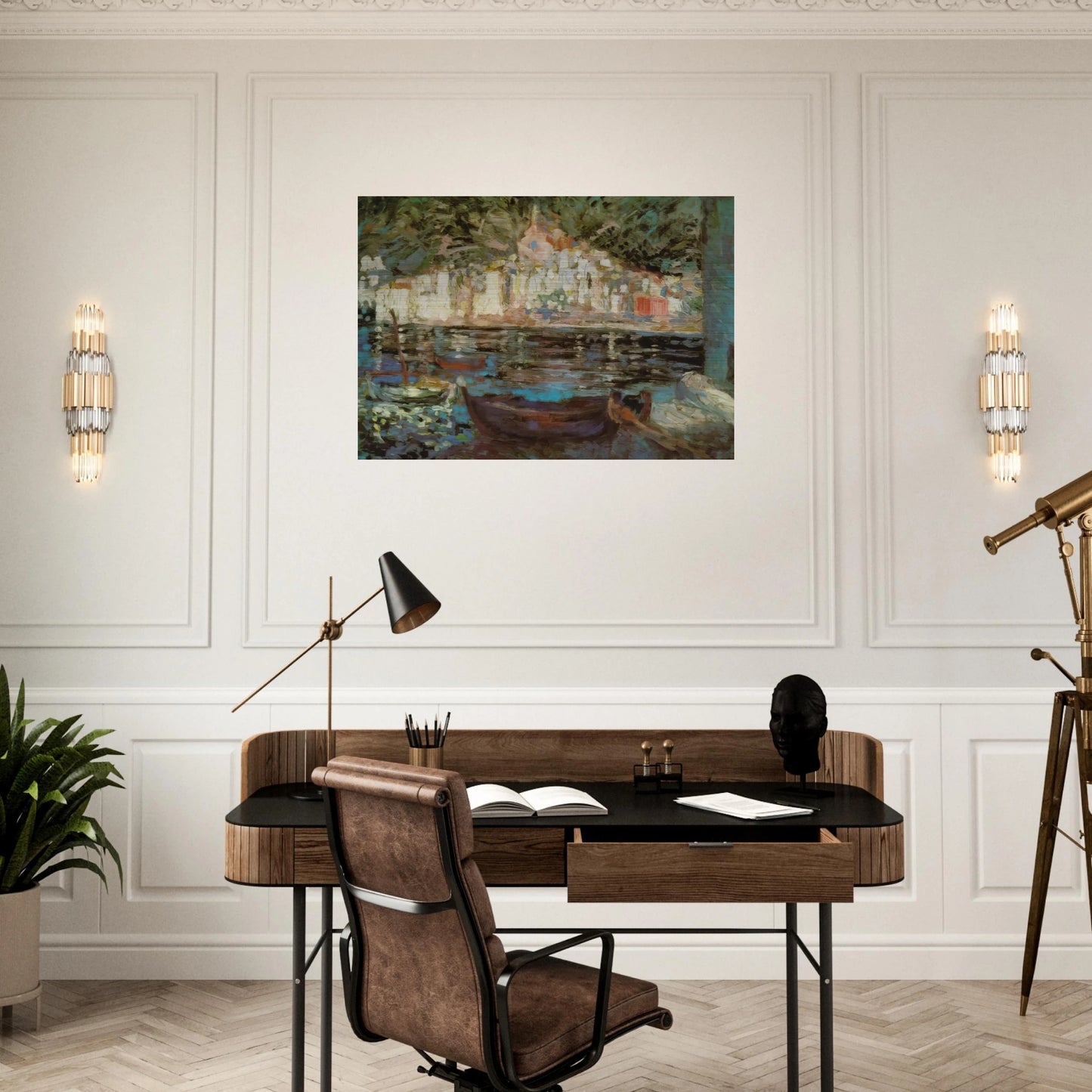 VIEW OF CADAQUES FROM PLAYA POAL - Salvador Dali Brushed Aluminum Print - 70x100 cm / 28x40 inches | Salvador Dali Aluminum Print | Salvador Dali Prints