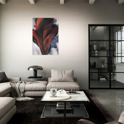 Large Dark Red Leaves on White - Georgia O'Keeffe Brushed Aluminum Print - 70x100 cm / 28x40 inches | Georgia O'Keeffe Aluminum Print | Georgia O'Keeffe Prints