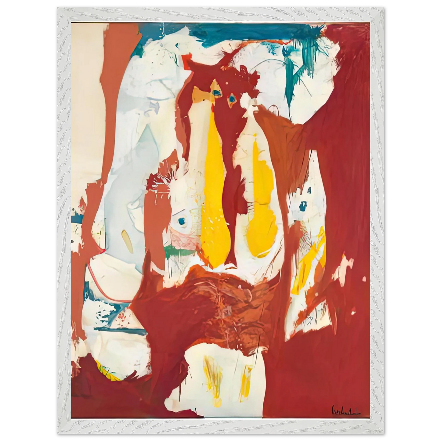 Helen Frankenthaler - The Red Sea, 1959- Wall Art - 60x80 cm / 24x32 inches - Premium Wooden Framed Poster With Fine Art Paper-canvas - Black frame