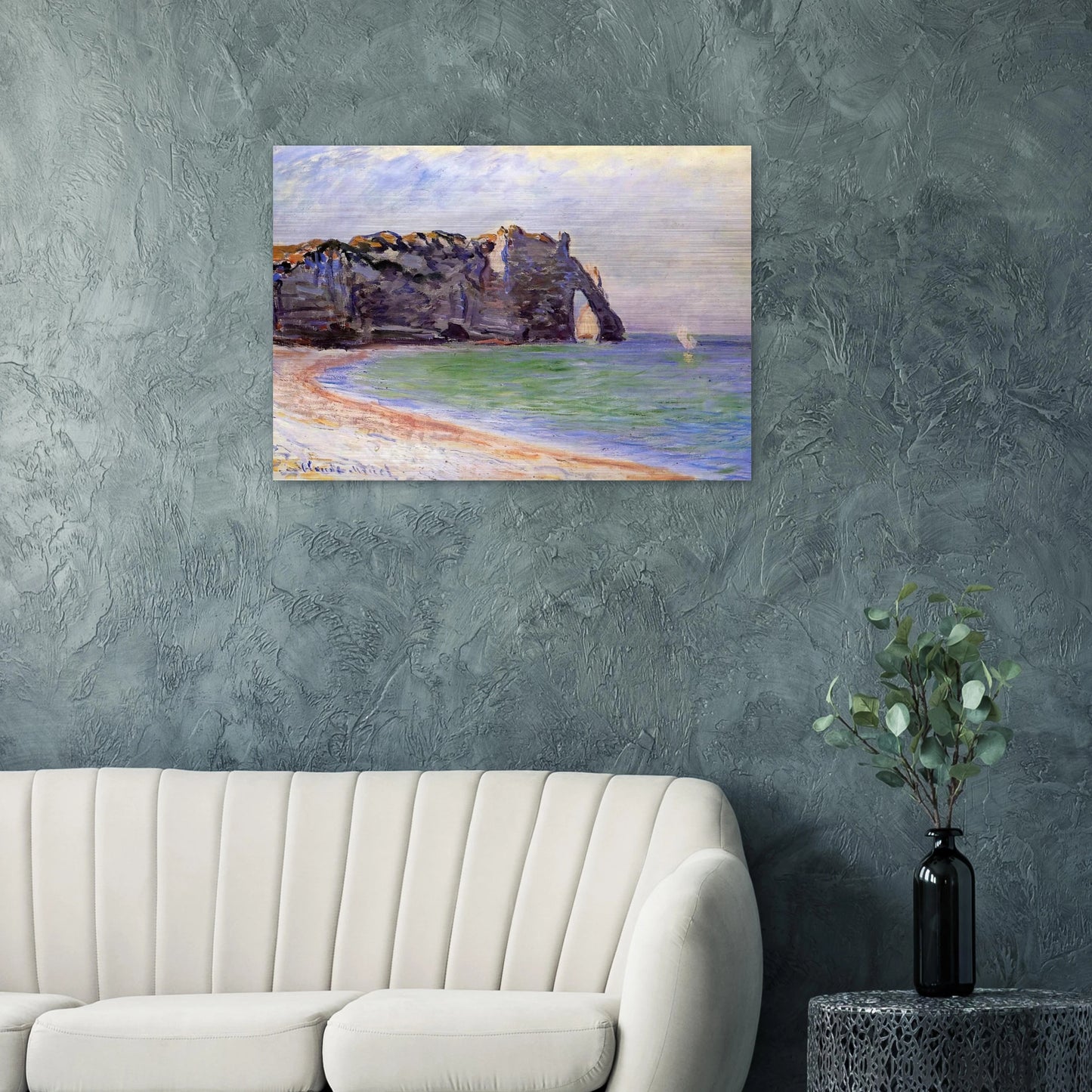 The Manneport, Etretat, the Porte d'Aval - claude monet Brushed Aluminum Print - 70x100 cm / 28x40 inches | claude monet Aluminum Print | claude monet Prints