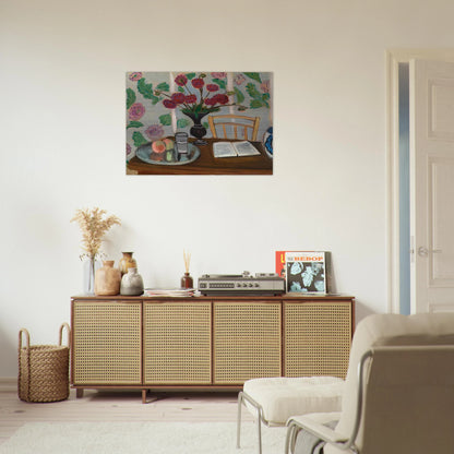 STILL LIFE BOUQUET OF DAHLIAS AND WHITE BOOK 1923 - Henri Matisse Brushed Aluminum Print - 70x100 cm / 28x40 inches | Henri Matisse Aluminum Print | Henri Matisse Prints