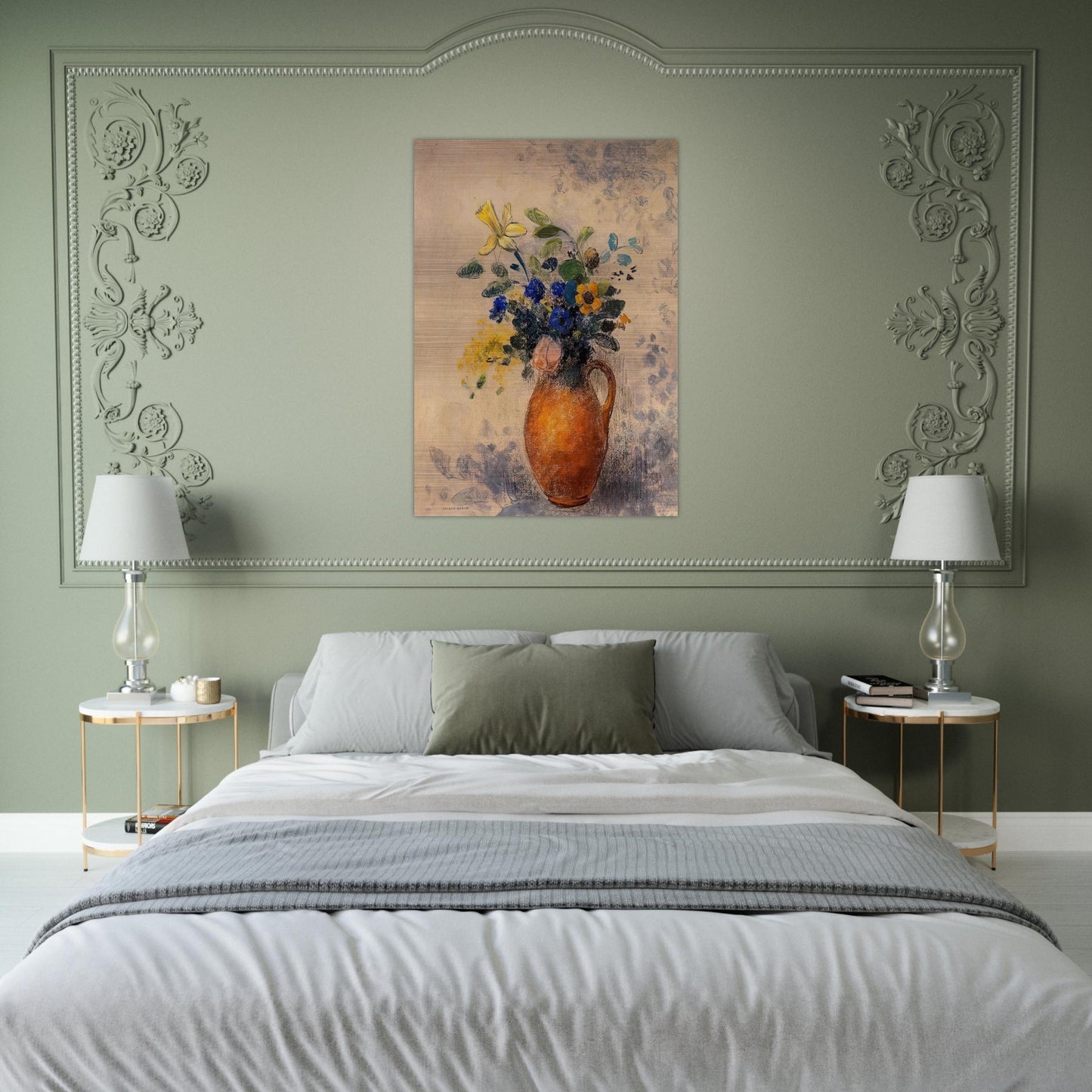 VASE OF FLOWERS 1908 - Odilon Redon Brushed Aluminum Print - 70x100 cm / 28x40 inches | Odilon Redon Aluminum Print | Odilon Redon Prints
