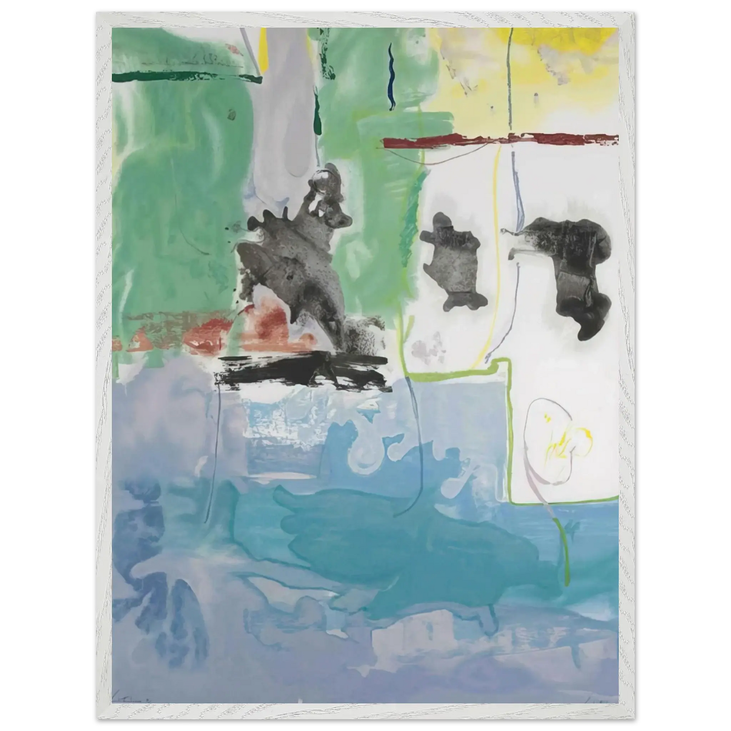 Helen Frankenthaler - West Wind - 1997 Wall art - 27x35 cm / 11x14 Inches - Premium Wooden Framed Poster With Fine Art Paper - White frame